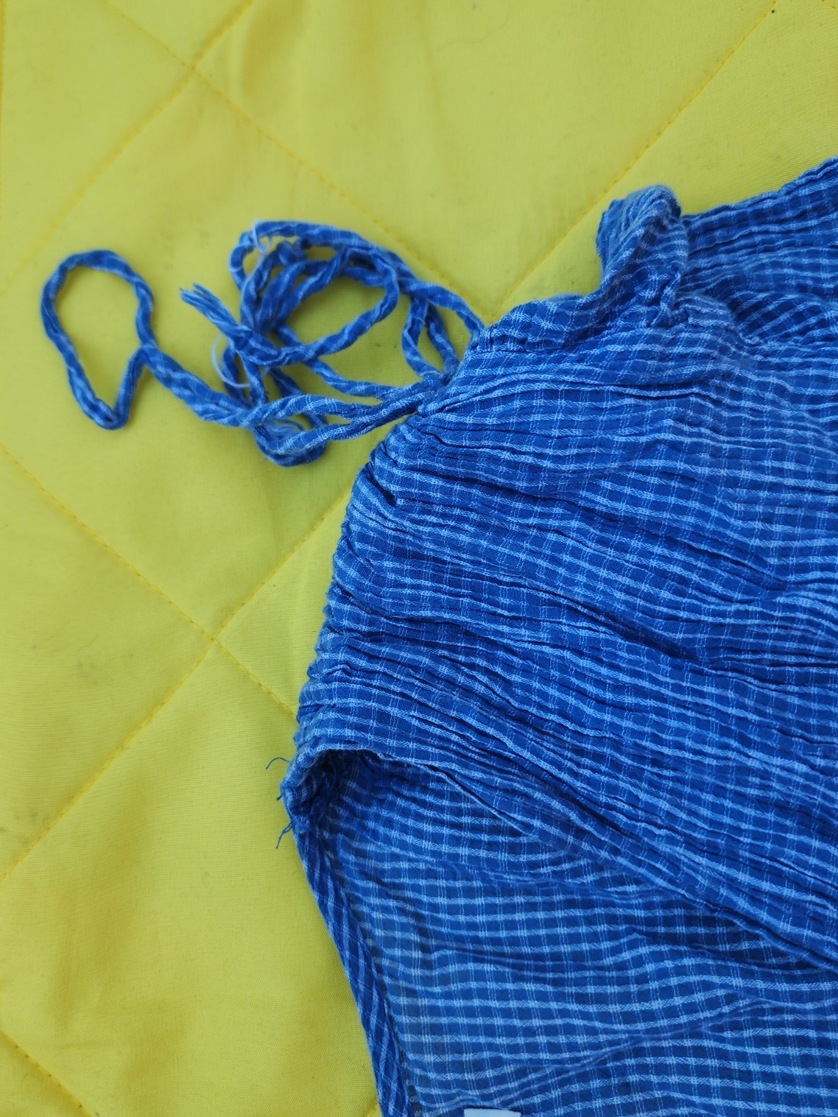 Max Studio Blue Gingham Strapless Smocked Ruffle Sundress Knee Length XS
