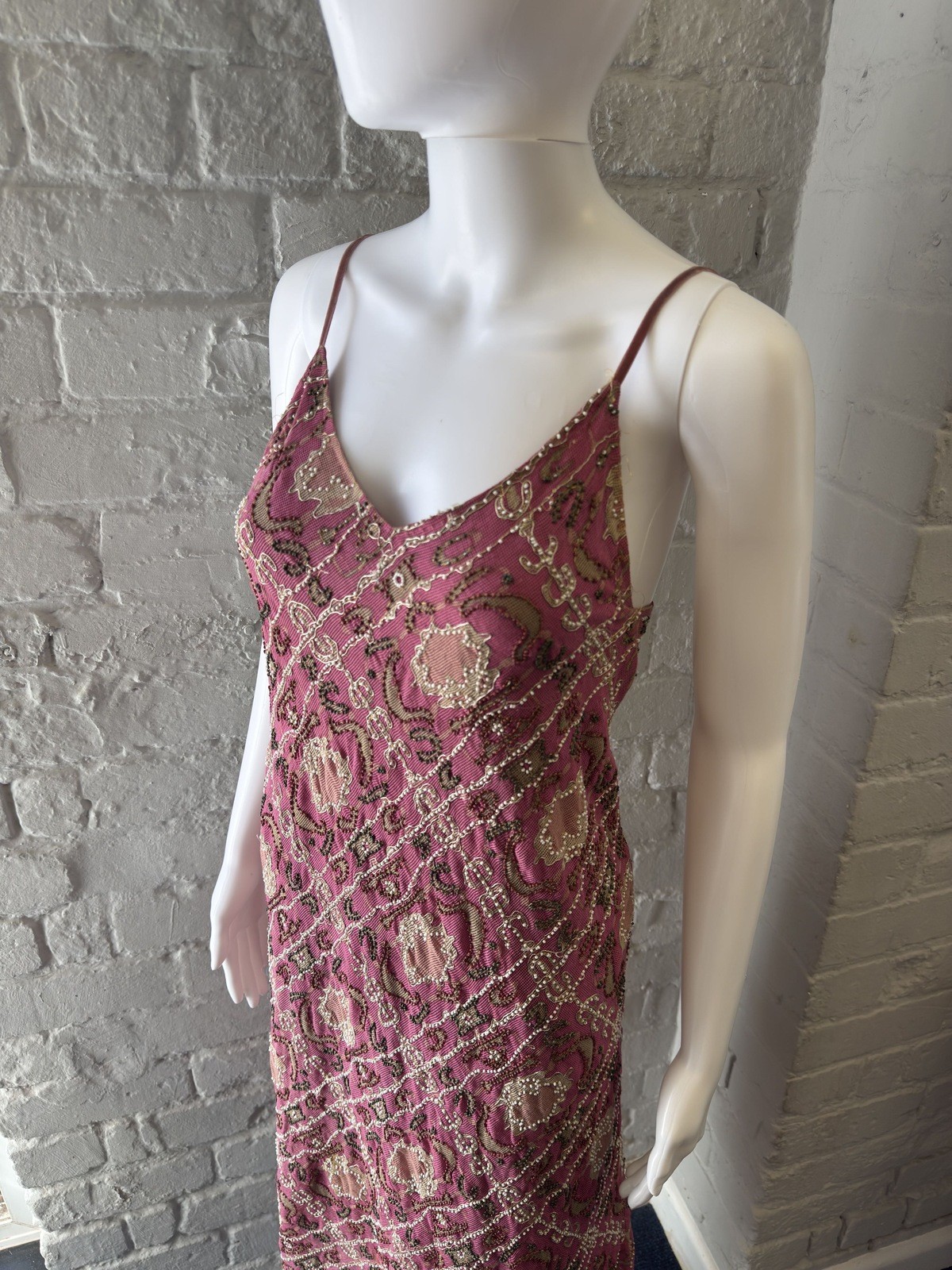Beaded Pink Slip Dress
