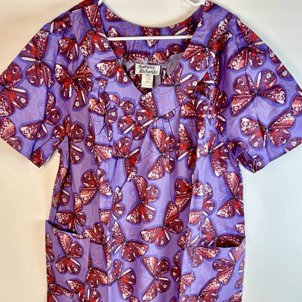 Anthony Richards Dress 1X Monarch Butterflies W/Pockets Purple House Dress