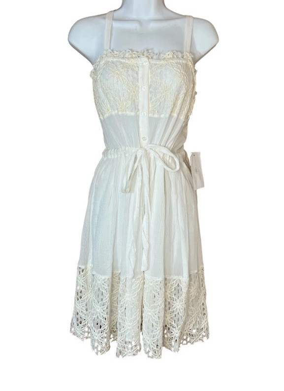 Rachel Roy Ivory White Dress NWT M Cotton boho revival cottagecore soft girl new