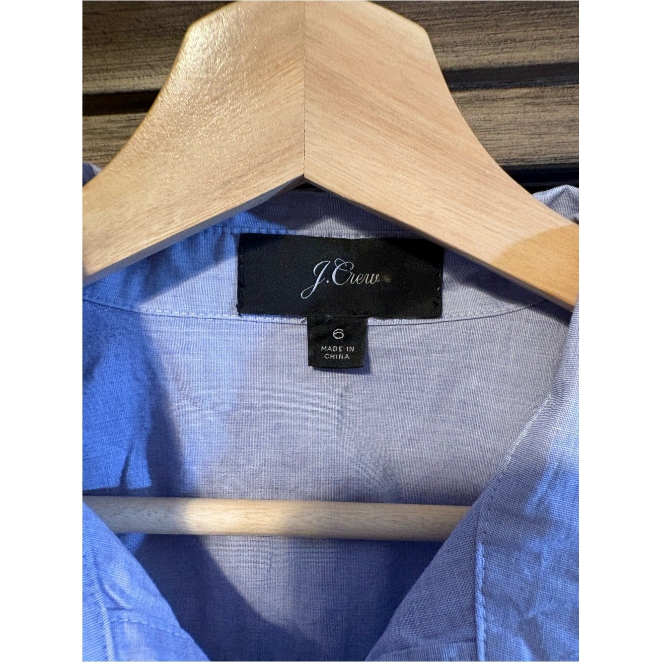 J.Crew Light Blue Button Front Midi Shirt Dress Size 6 Cotton Poplin Long Sleeve