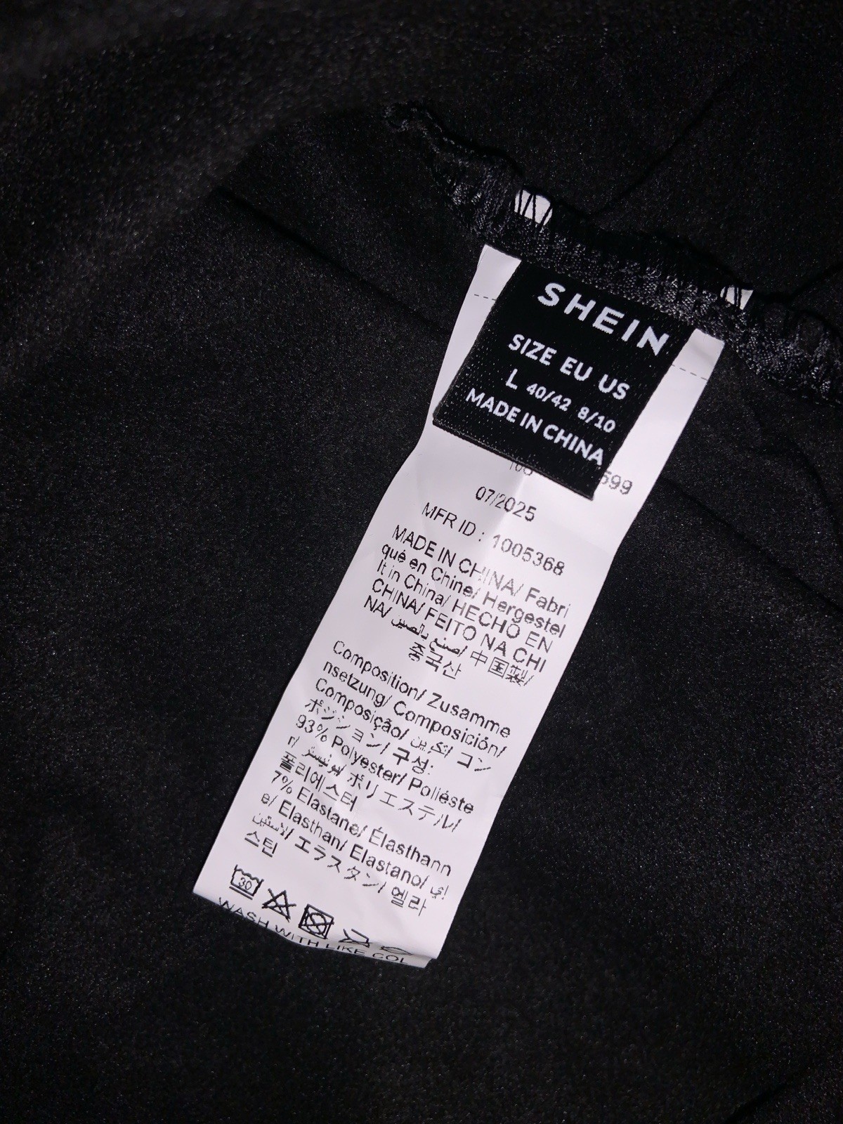Womens – Black High Stretch Fabric Black Mini Dress – Size L
