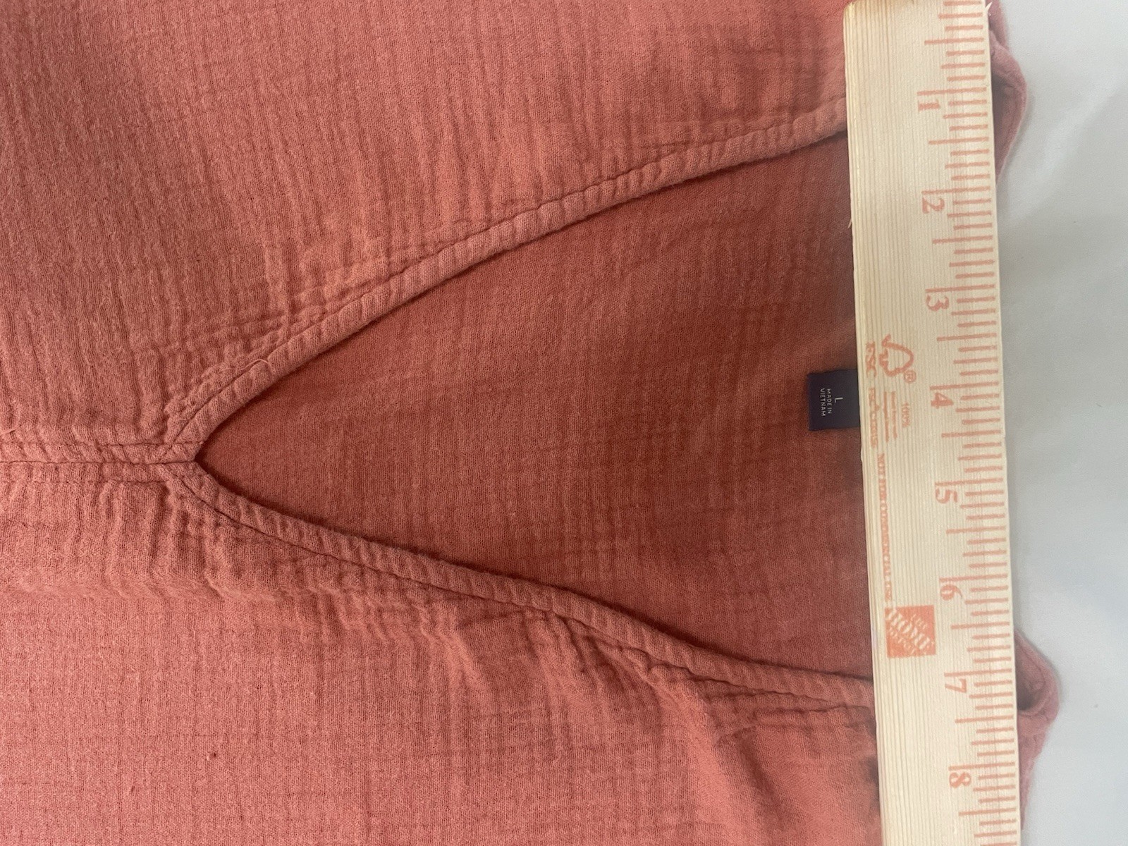 100% Cotton Universal Thread Rust Cotton Gauze Tiered V-Neck Balloon Sleeve L