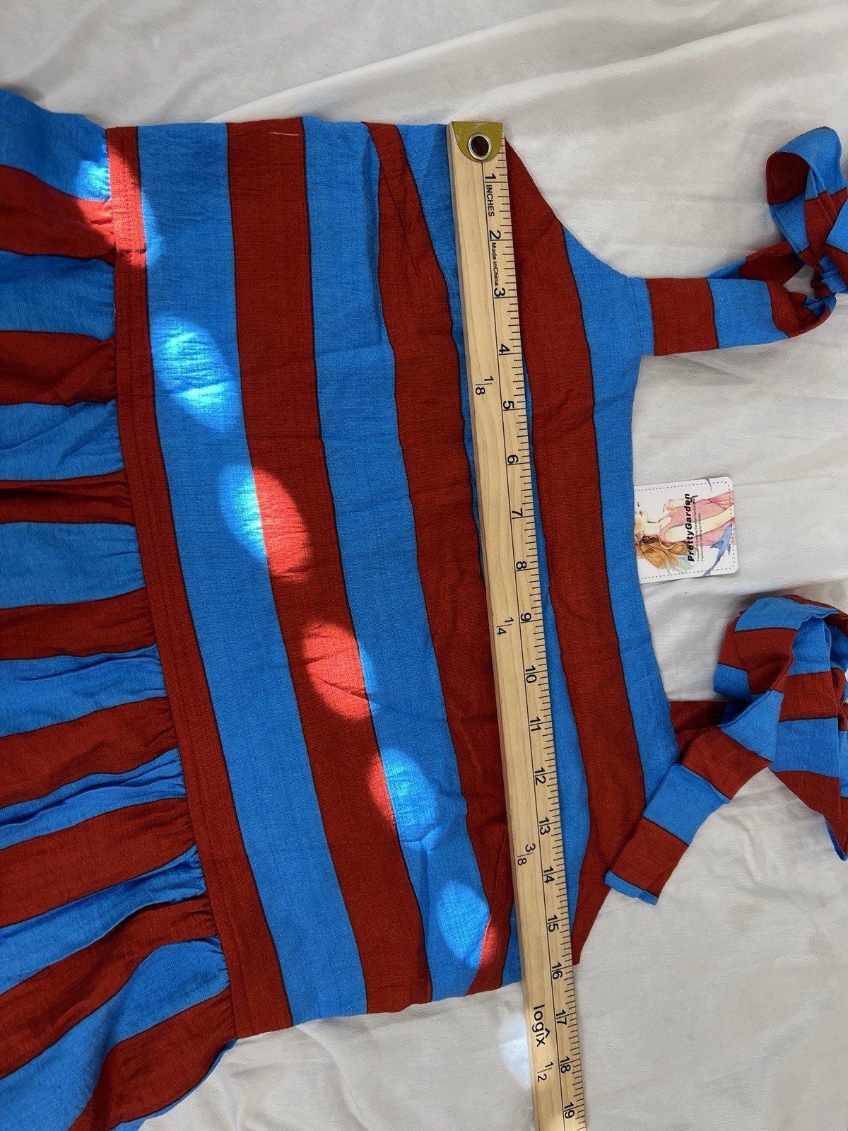 PrettyGarden Striped Tie-Shoulder Maxi Dress In Blue & Red Size Small NWT