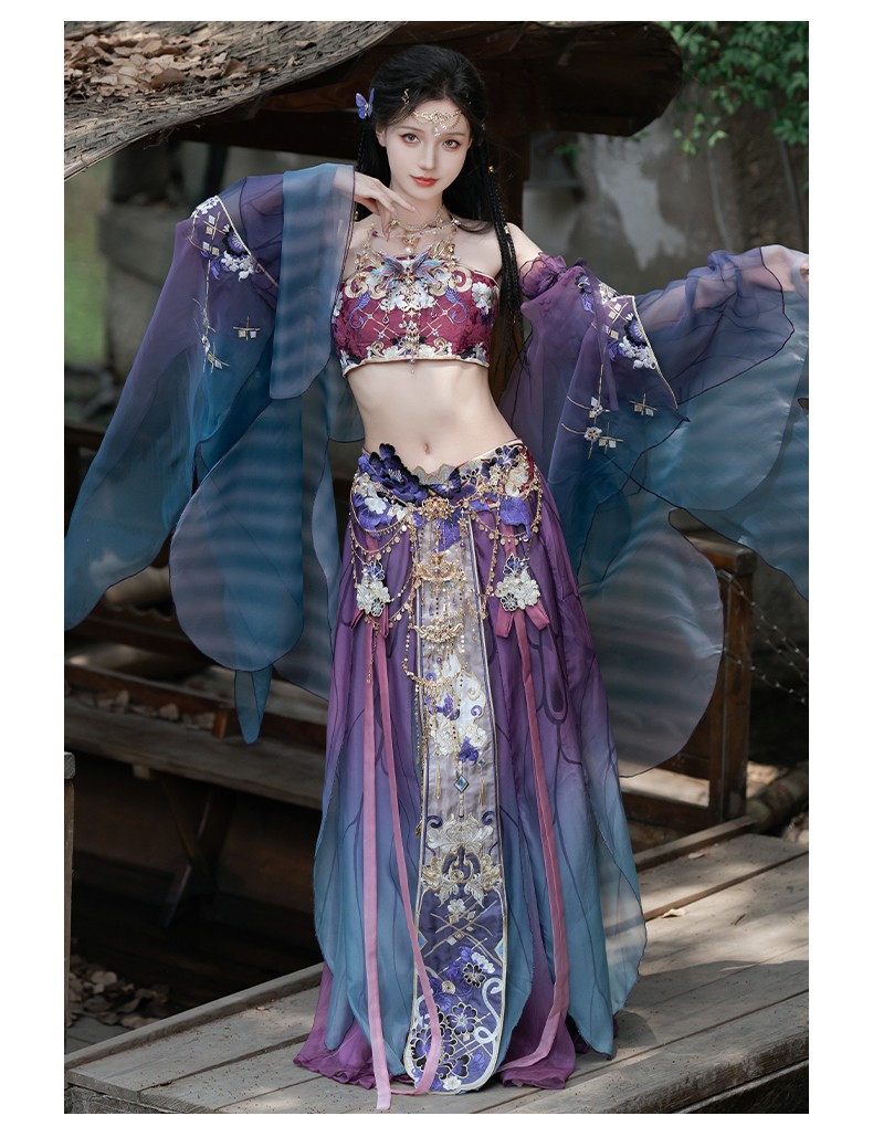 GU – Exotic Hanfu-Inspired Gradient Embroidered Bustier Set for Spring & Summer
