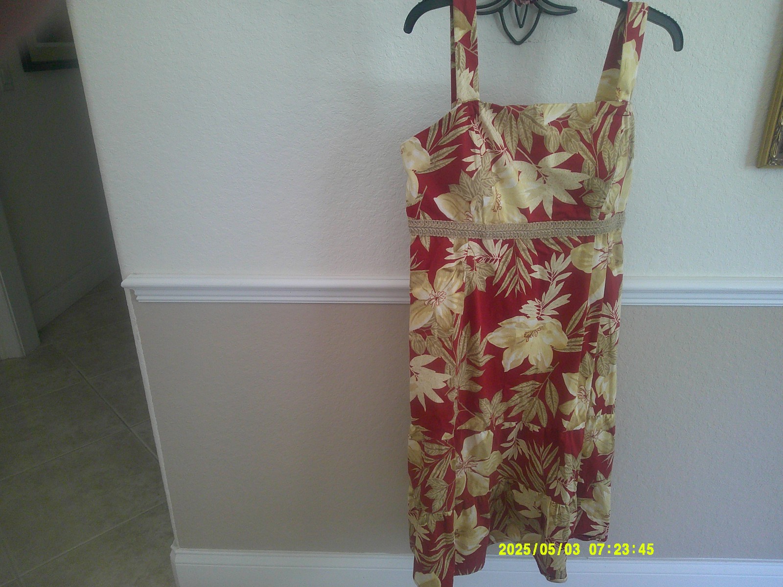 Women’s dress,R&K,18,straps,zip back,red/yellow,elastic back,bra,cot/span ,