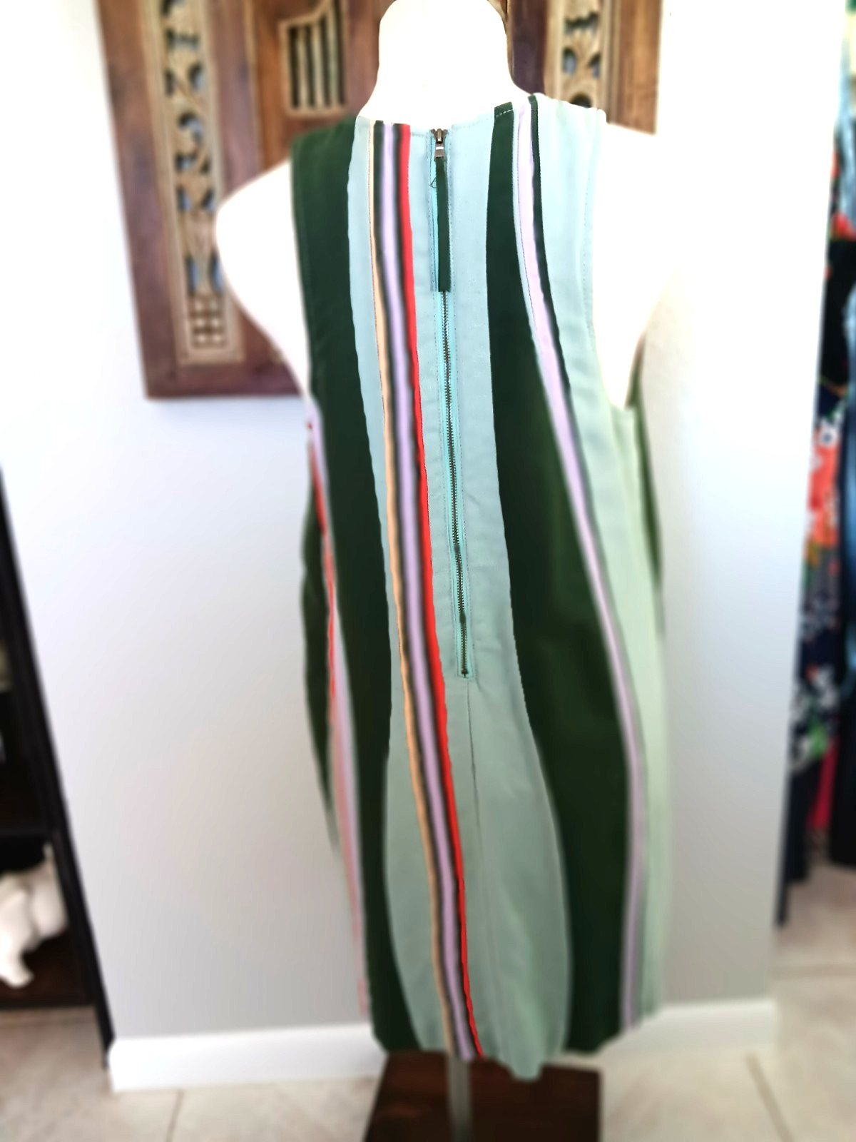 Maeve Anthropologie Pieced Stripe Heavy Cotton Linen Dress Small