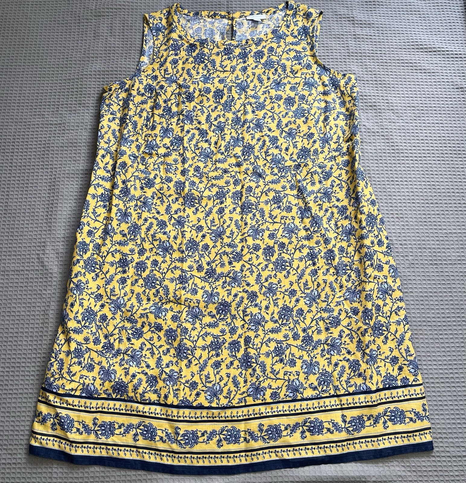 J.Jill 100% Linen Dress XLP XL Petite Sleeveless Tank Floral Lagenlook Coastal