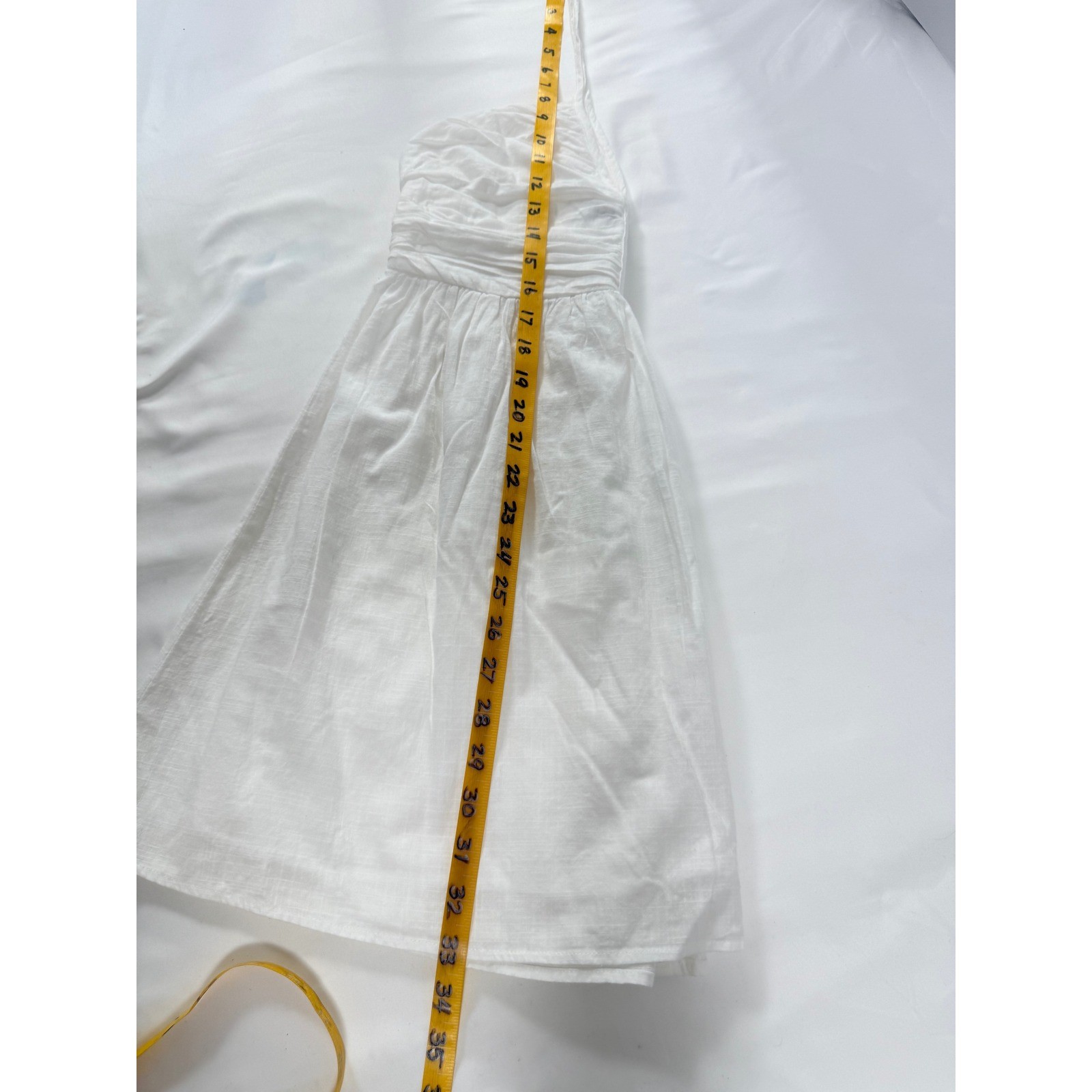 Fab’rik White Halter Mini Dress Ruched Smocked Back Cotton Size S A1516-FAB