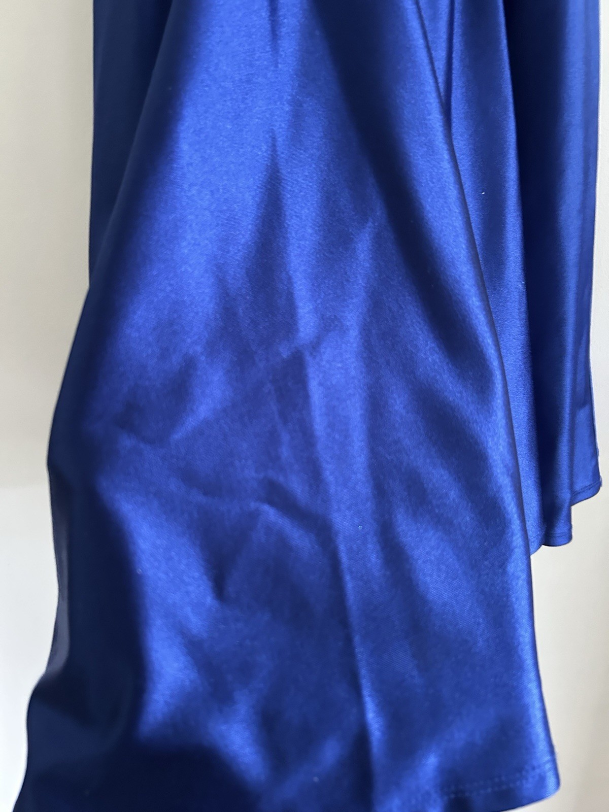 Cecy Triangles Blue Satin A-Line Mini Dress 3 Strappy Sleeveless Lined Zip