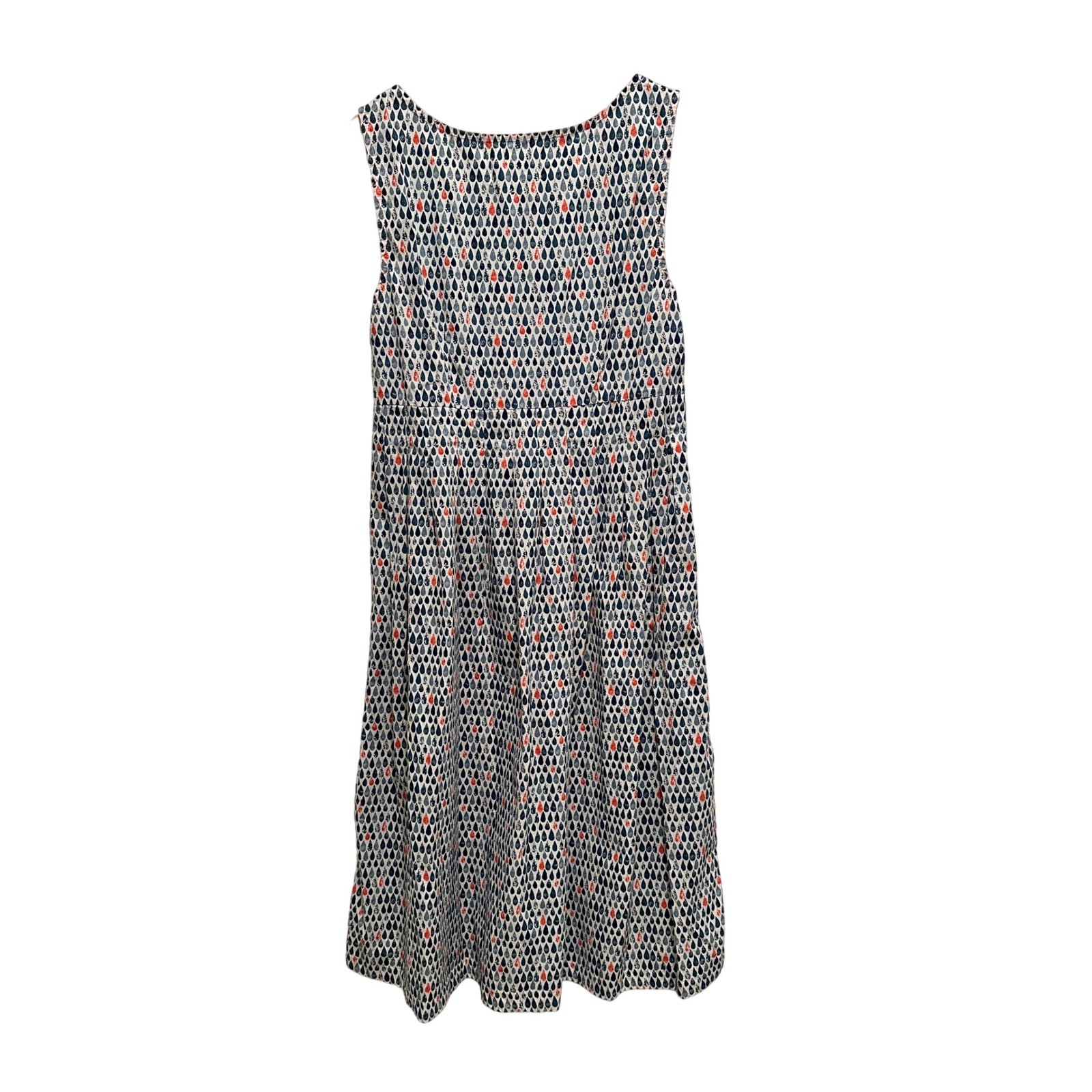 Seasalt Cornwall Gully Dress UK 12 US 8 Blue Raindrop Print Cotton Midi