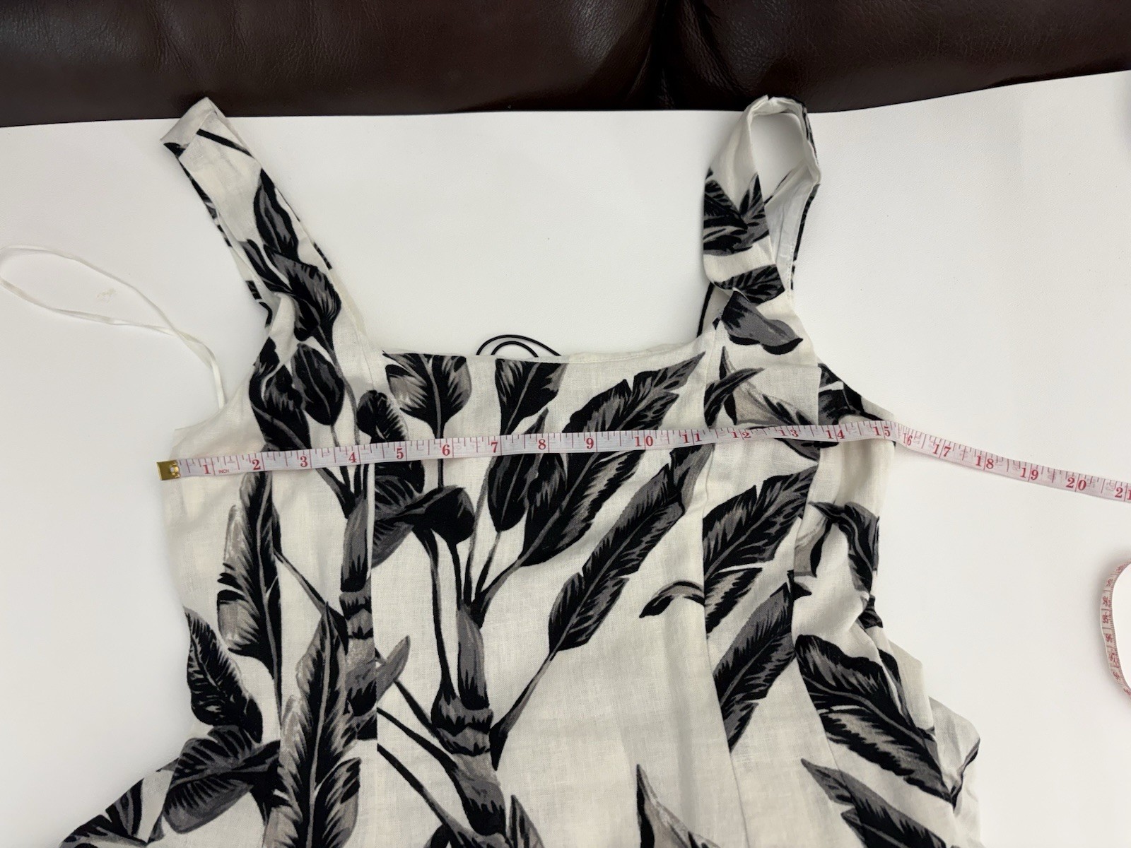 NWT Rachel Zoe Linen Blend Palm Print Fit Flare Midi Dress Size 8 Summer Resort