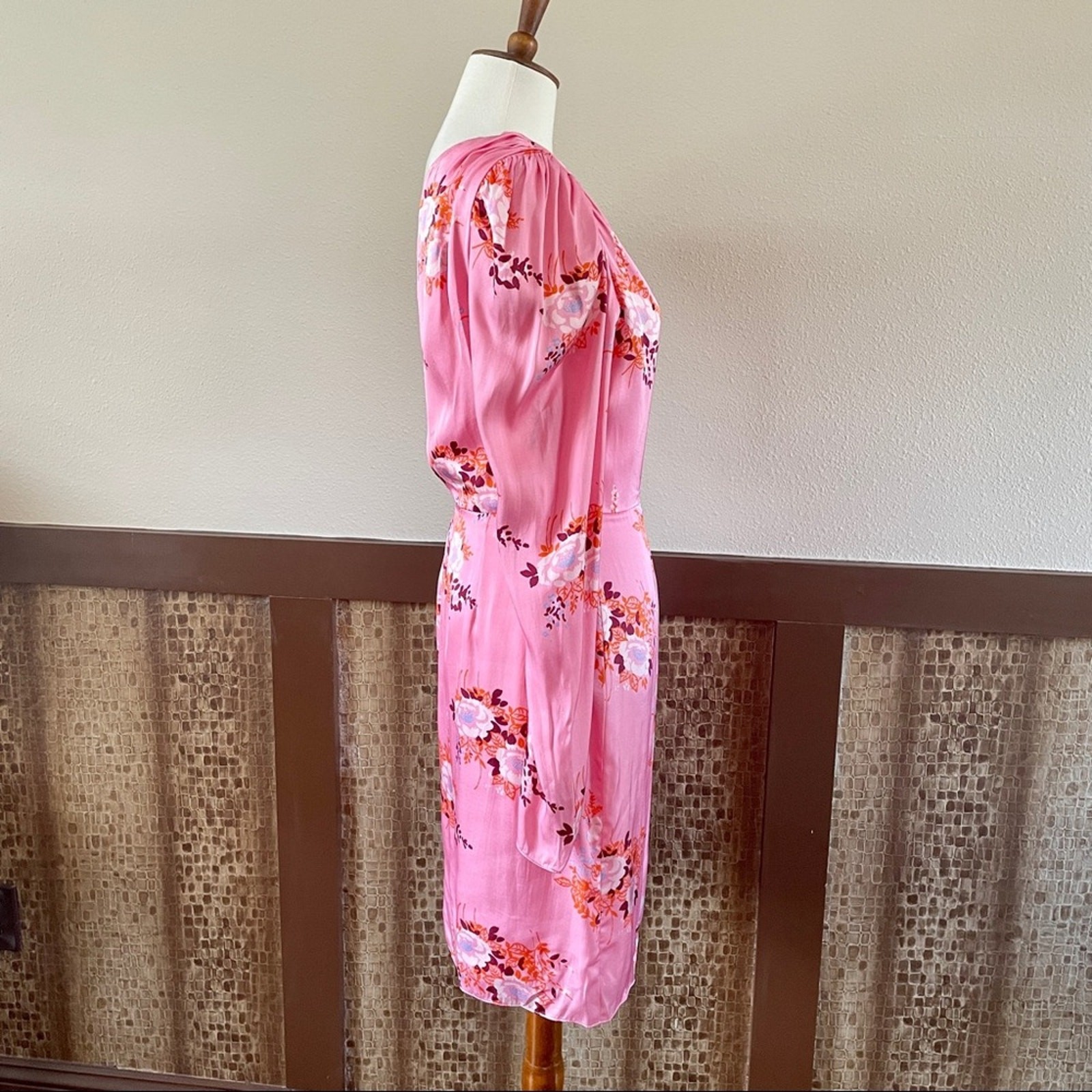 NWT Les Reveries One-Sleeve Matte Satin Dress in Pink Gardenia – $425 Retail