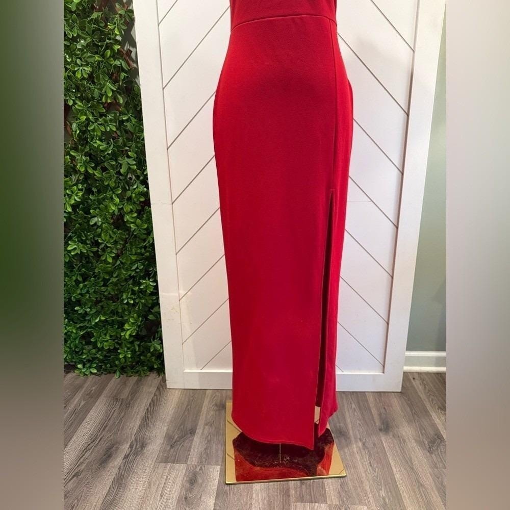 Remarkable Elegance Red Backless Halter Column Dress