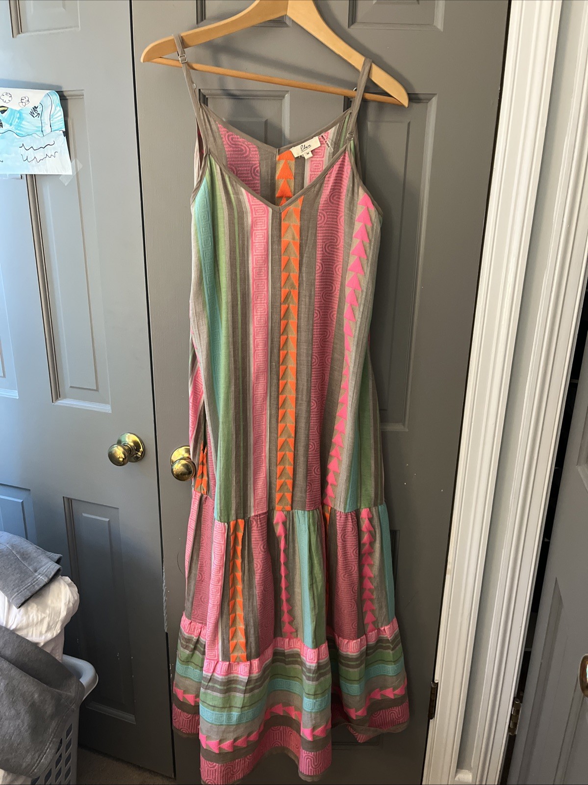 Hot Pink Hot Orange Khaki Dress, Flowy and Bright