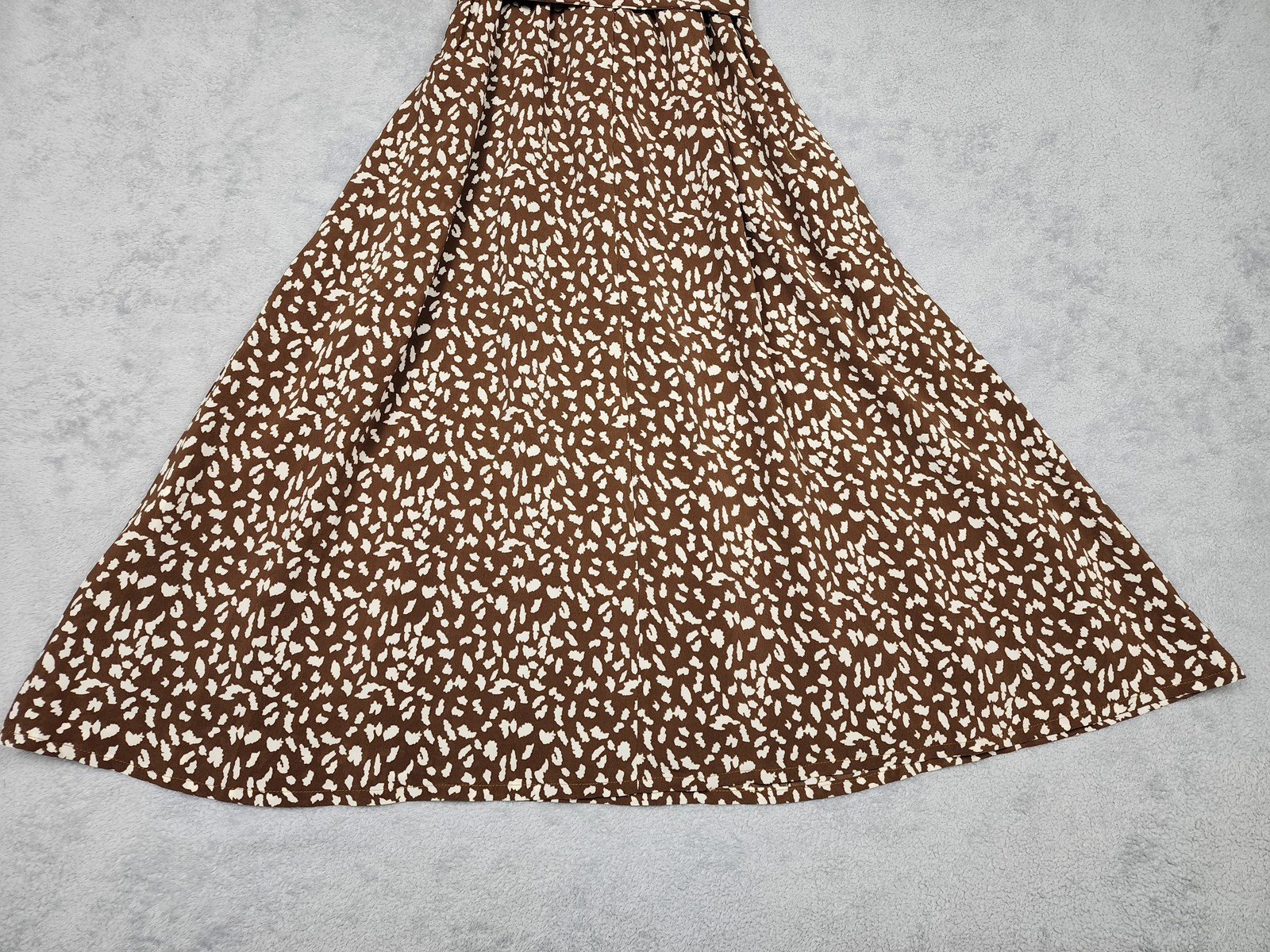 Zattcas Dress Womens Medium Brown Short Sleeve Midi Belted Animal Print Pockets