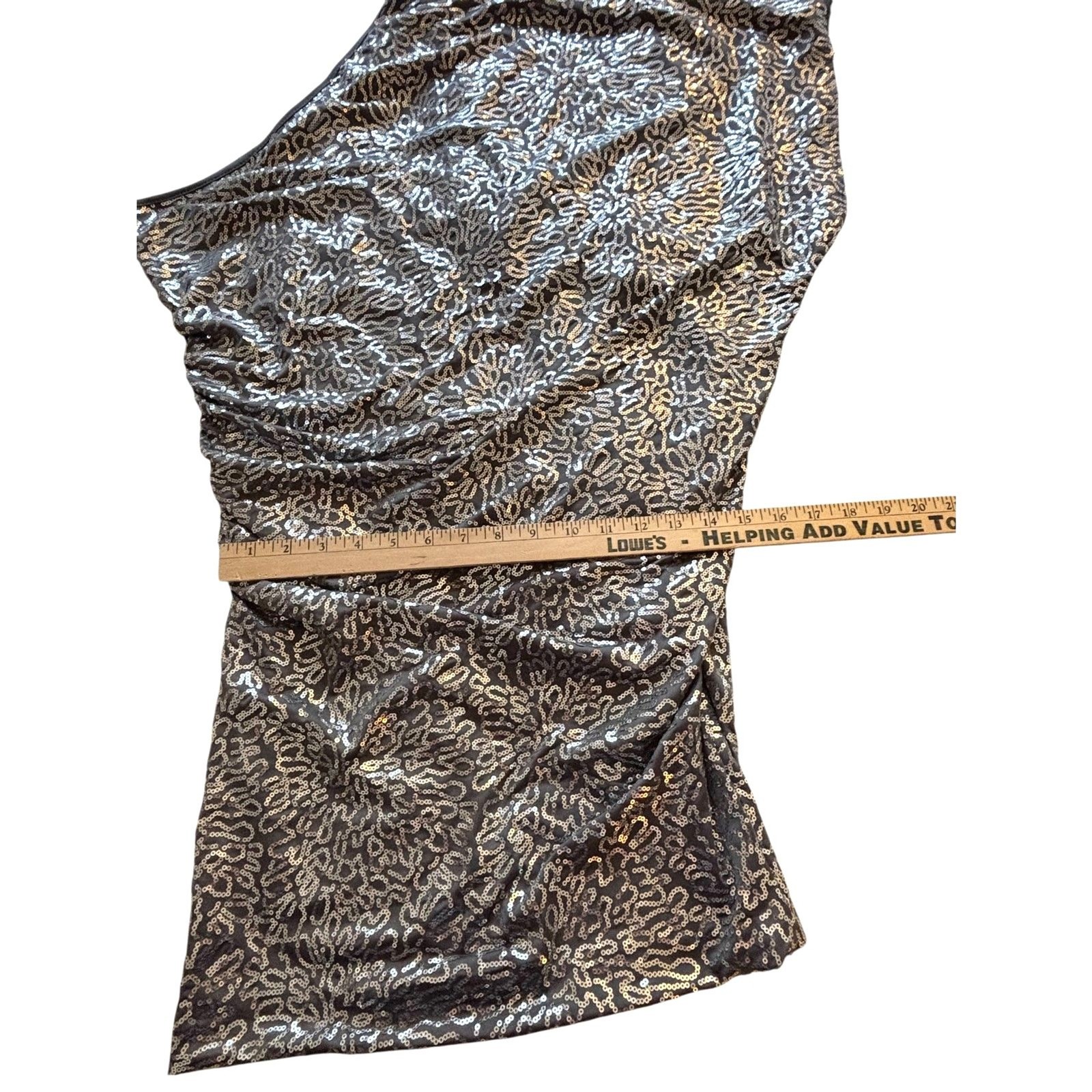 Umgee USA Sequin One Shoulder Dress Medium Silver Cocktail Party Ruched