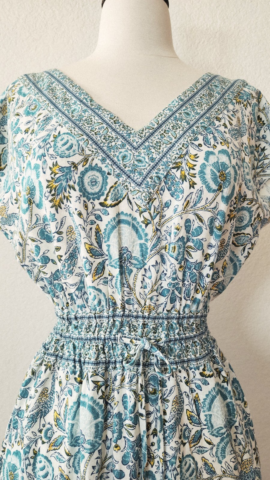 New Anthro Midi Dress Size Medium Floral Linen Blend Coquette Garden Pockets