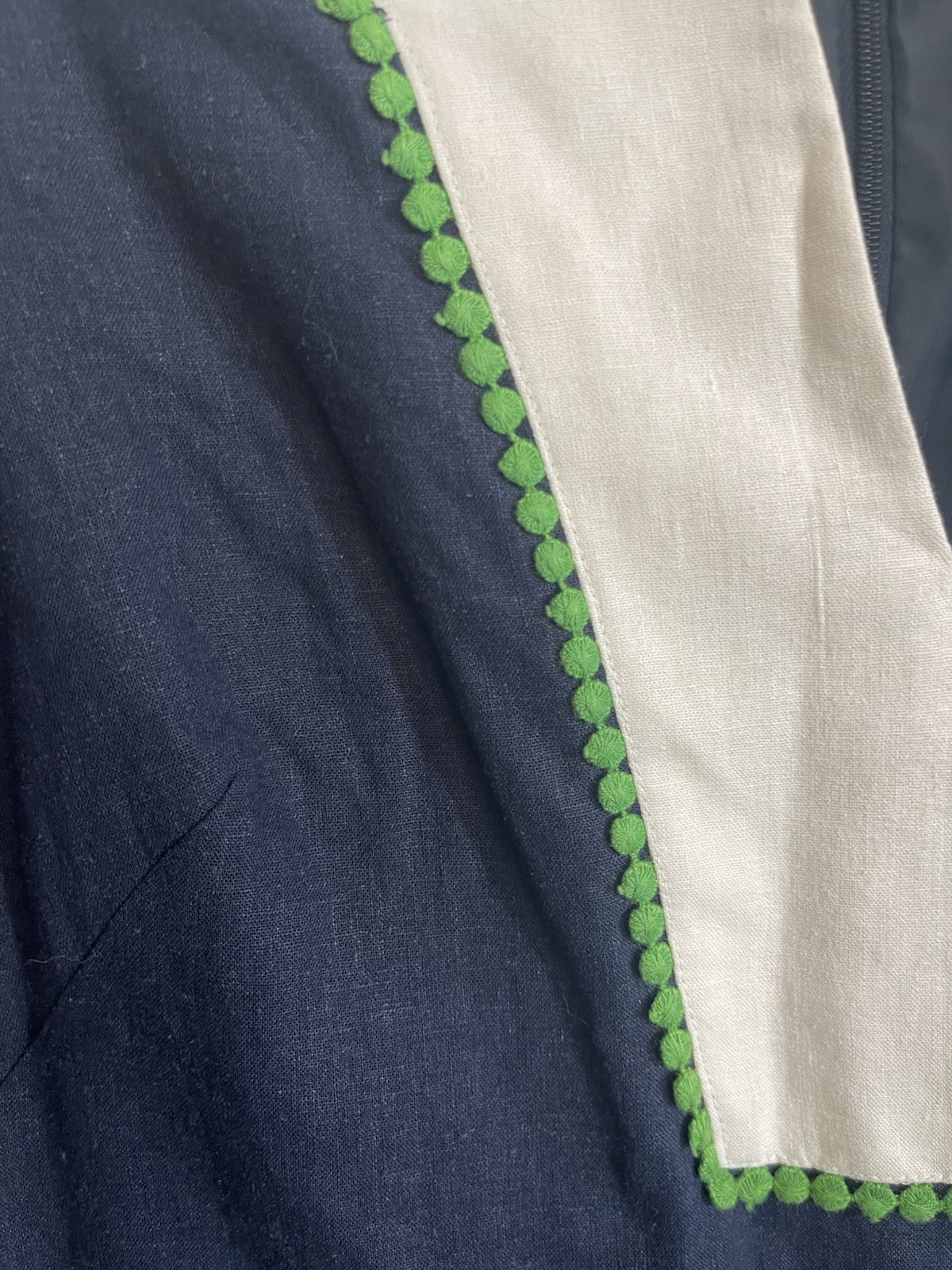 J Howard Navy White Linen Shift Sheath Dress Size 10 Preppy Nautical Resort