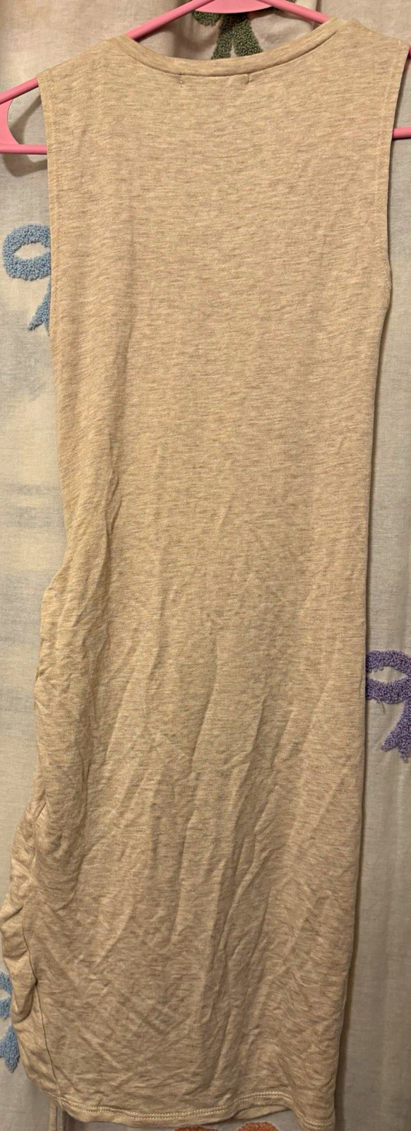 ANTISTAR Women’s Beige Solid Knit Sleeveless Ruched Bodycon short Dress XS