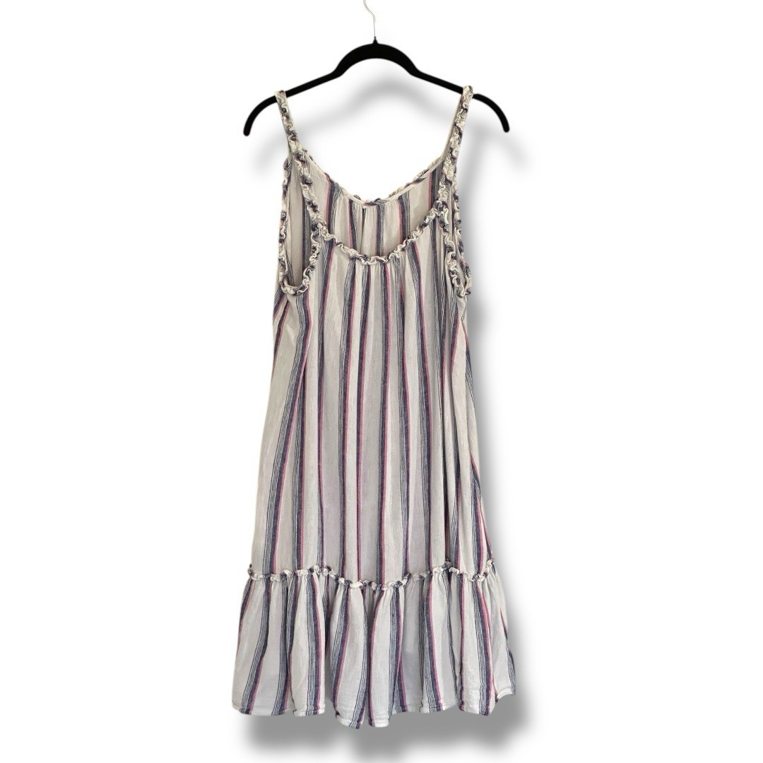 Nautica Linen Blend Sleeveless Blue Stipe Dress XL Coastal