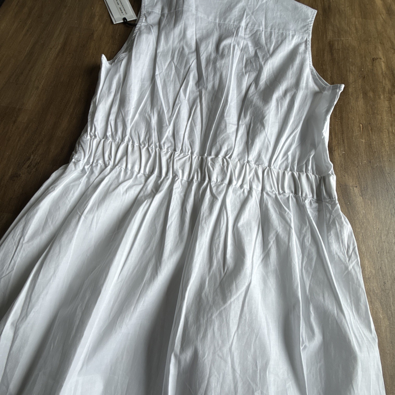 Alpha Studio White Cotton Poplin Maxi Dress Sleeveless Size 44 L NWT Italy