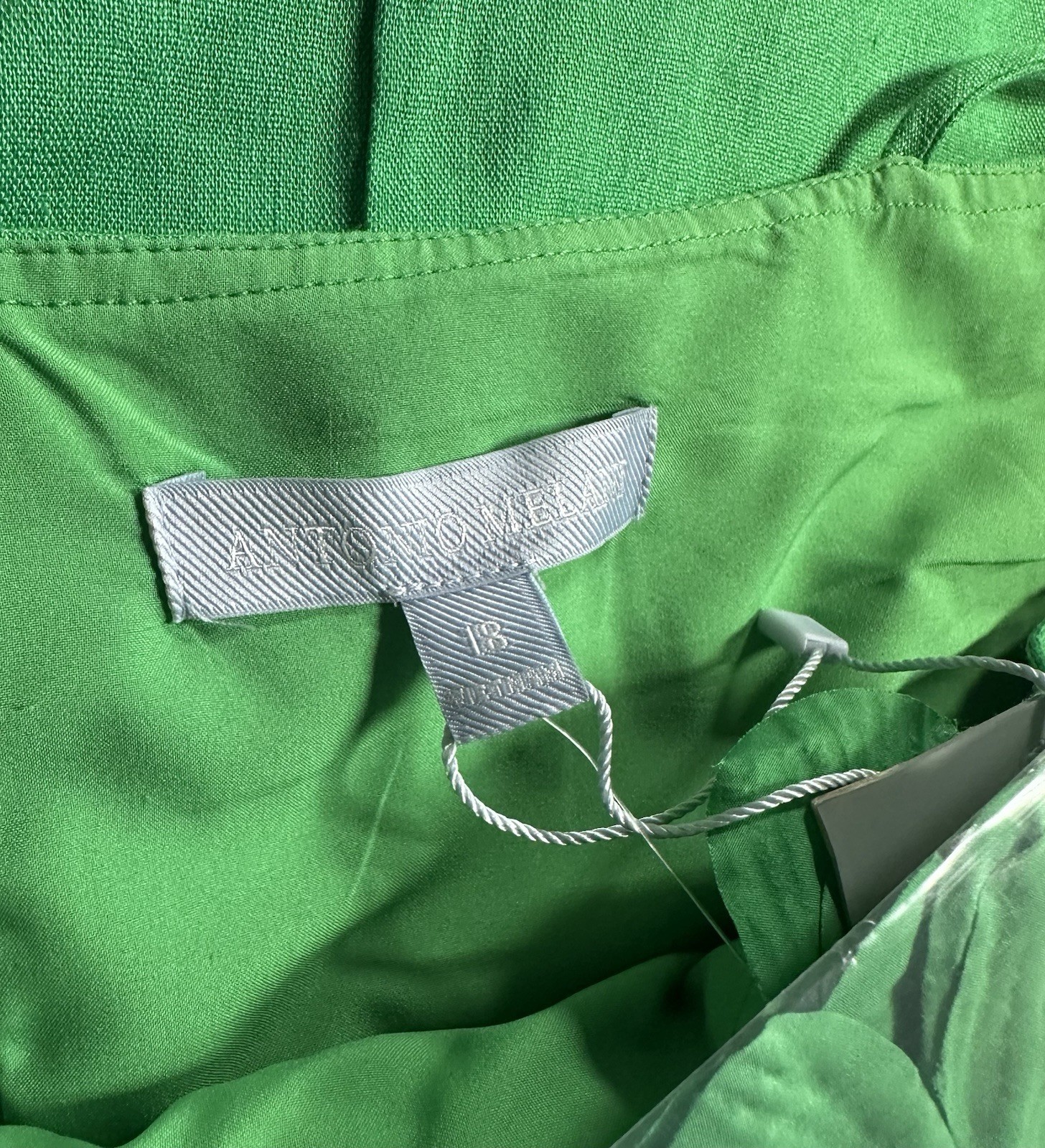 Antonio Melani Mini Dress Shift 18 Sleeveless Linen Blend Green Pockets $199