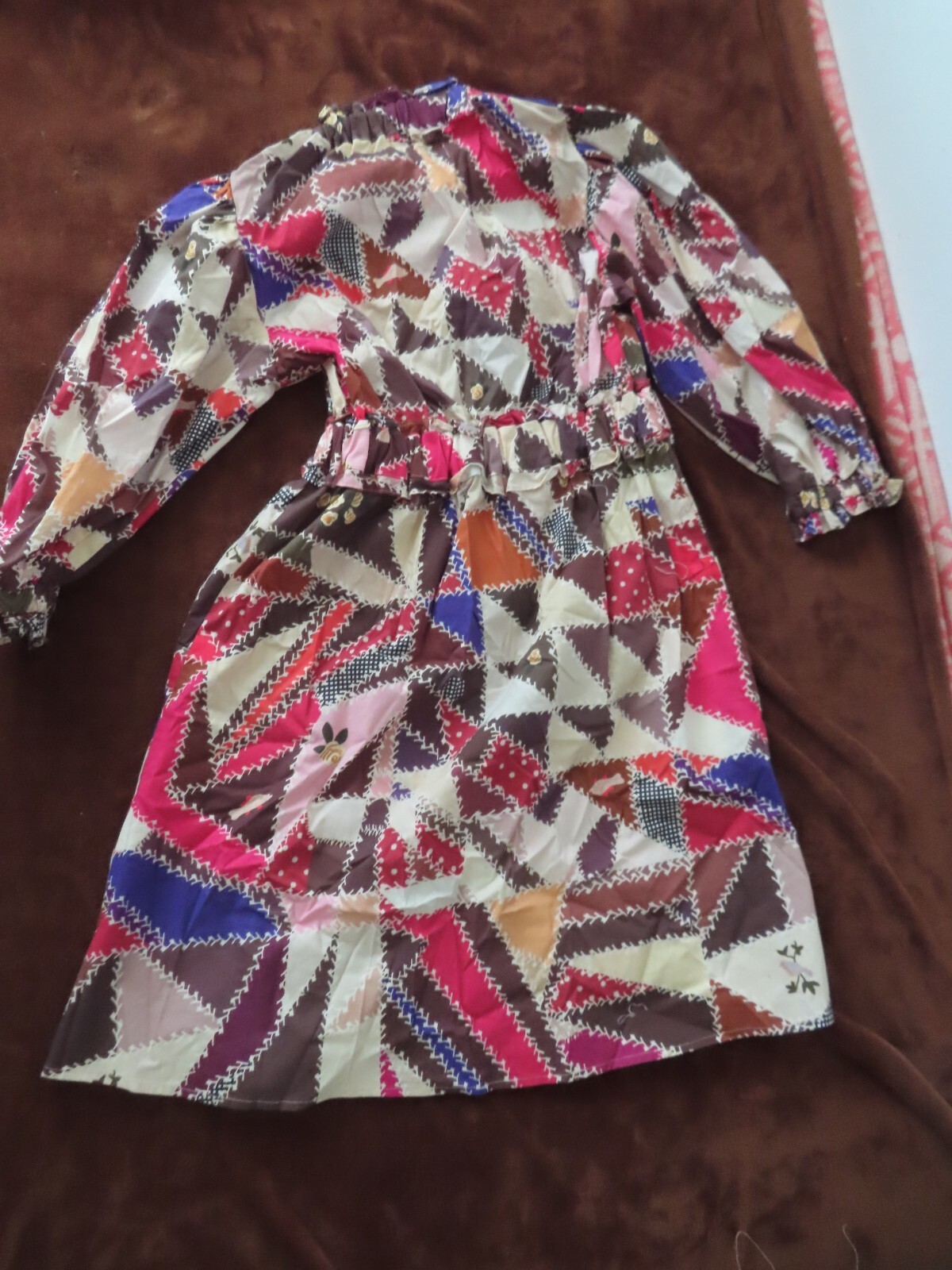 Never A Wallflower elastic collar button up print dress XS NWT