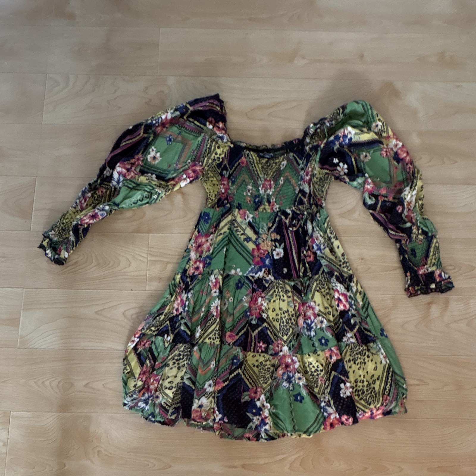 Pretty Garden Women’s Floral Dress Long Sleeve, Cocktail, Summer, Size Small