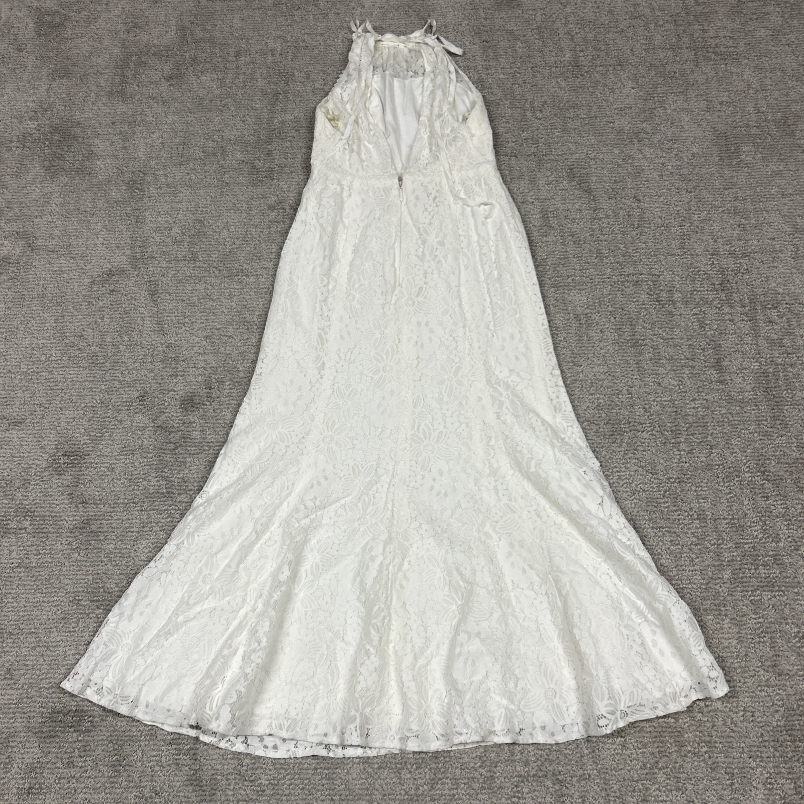 Galina Illusion Dress Womens 4 Lace Halter Sheath Wedding Boho Ivory Lined