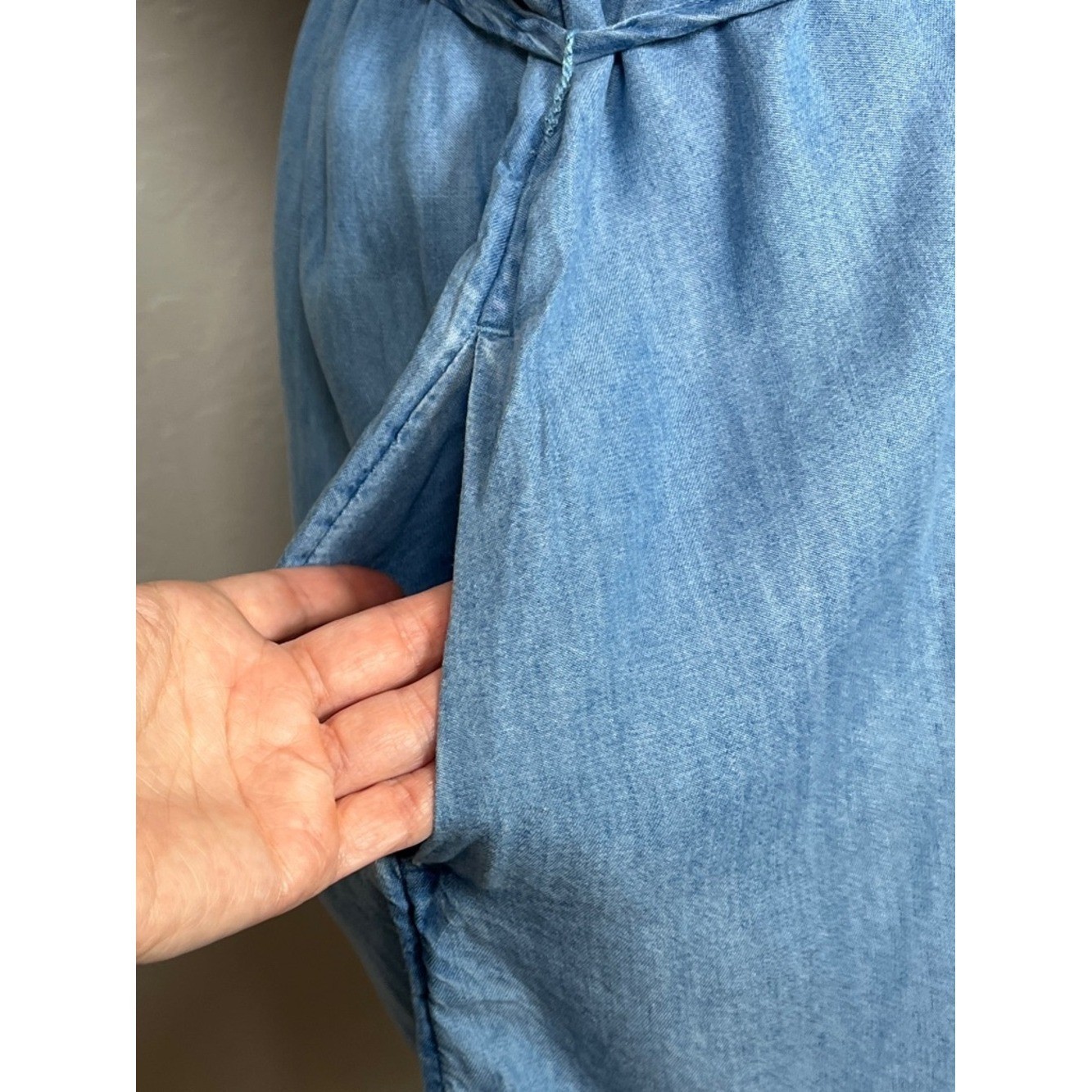 BEACHLUNCHLOUNGE Women’s Size XL Medium Wash Chambray Long Sleeve Shirt Dress