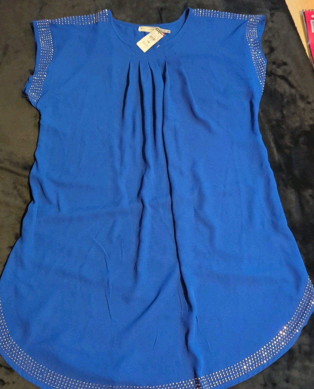 Blue Body Central Dress With Metal Stud Embellishments Size Medium