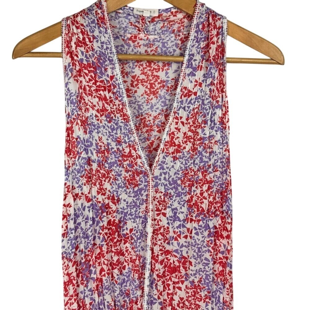 Poupette St Barth Mini Dress Womens Sz M Multicolor Floral Sundress Boho Beach