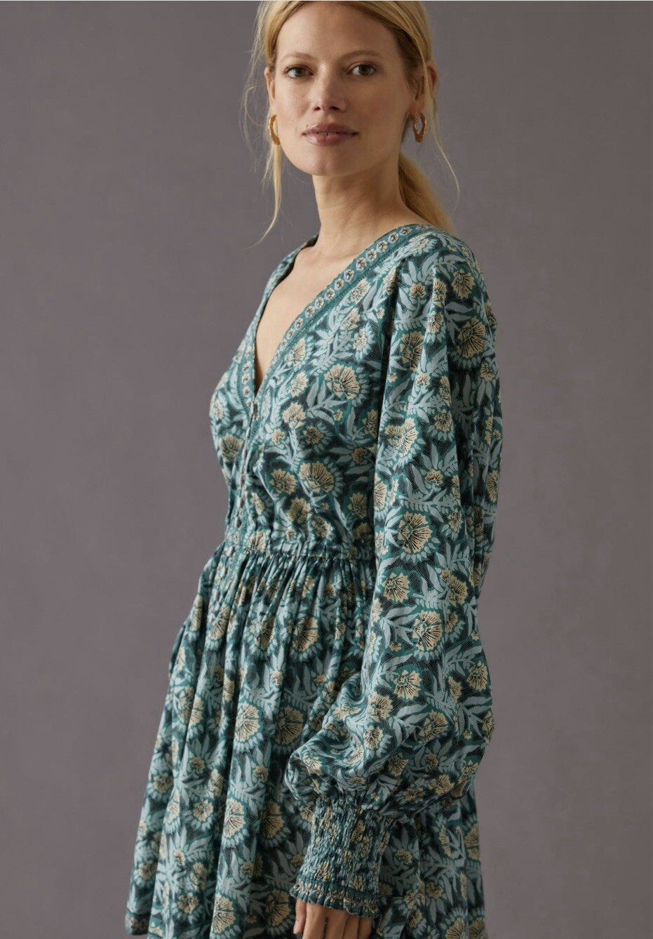 OMIKA Adele Long Balloon Sleeve Mini Dress size L
