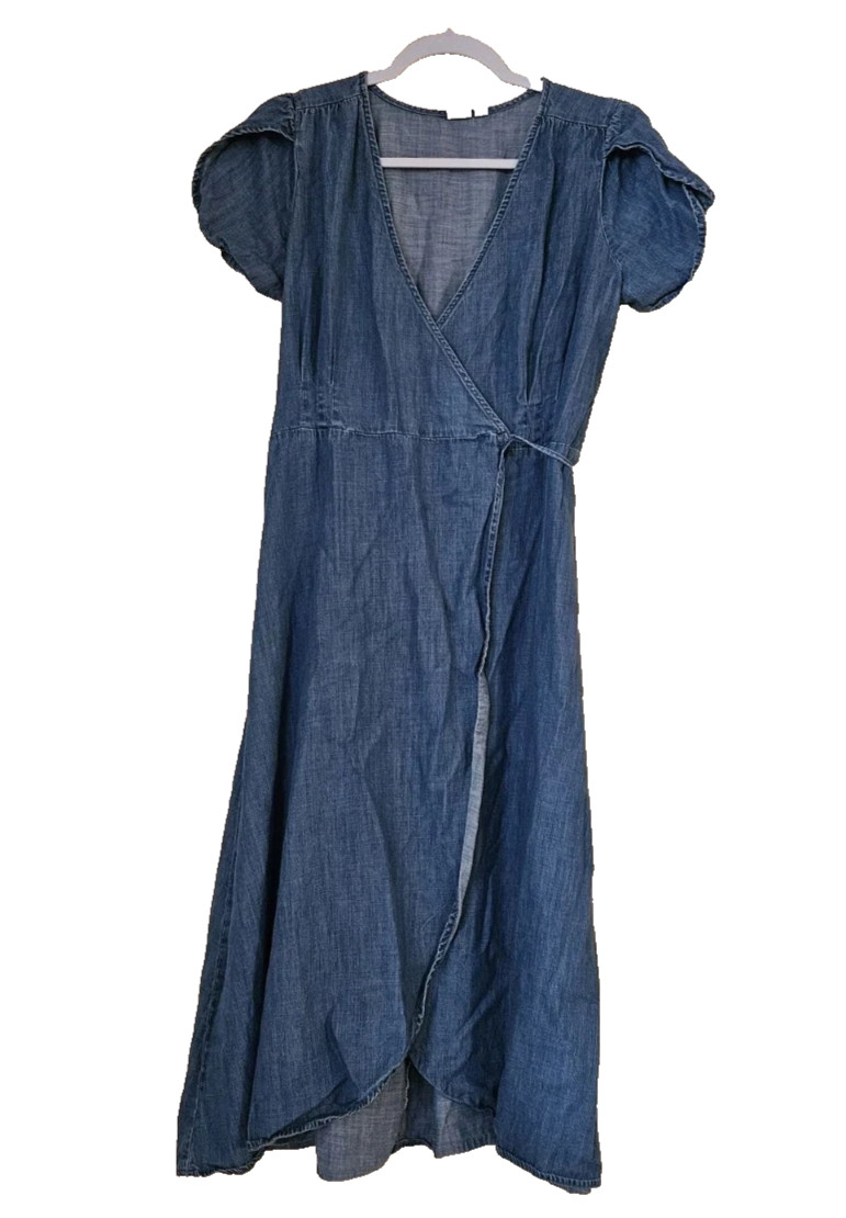 Gap Women’s Lightweight Denim Wrap Midi Dress Size XS