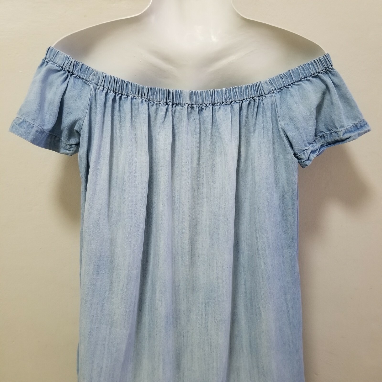 Cloth & Stone Womens Dress Chambray Off Shoulder Tunic Shift Sandwashed Blue S