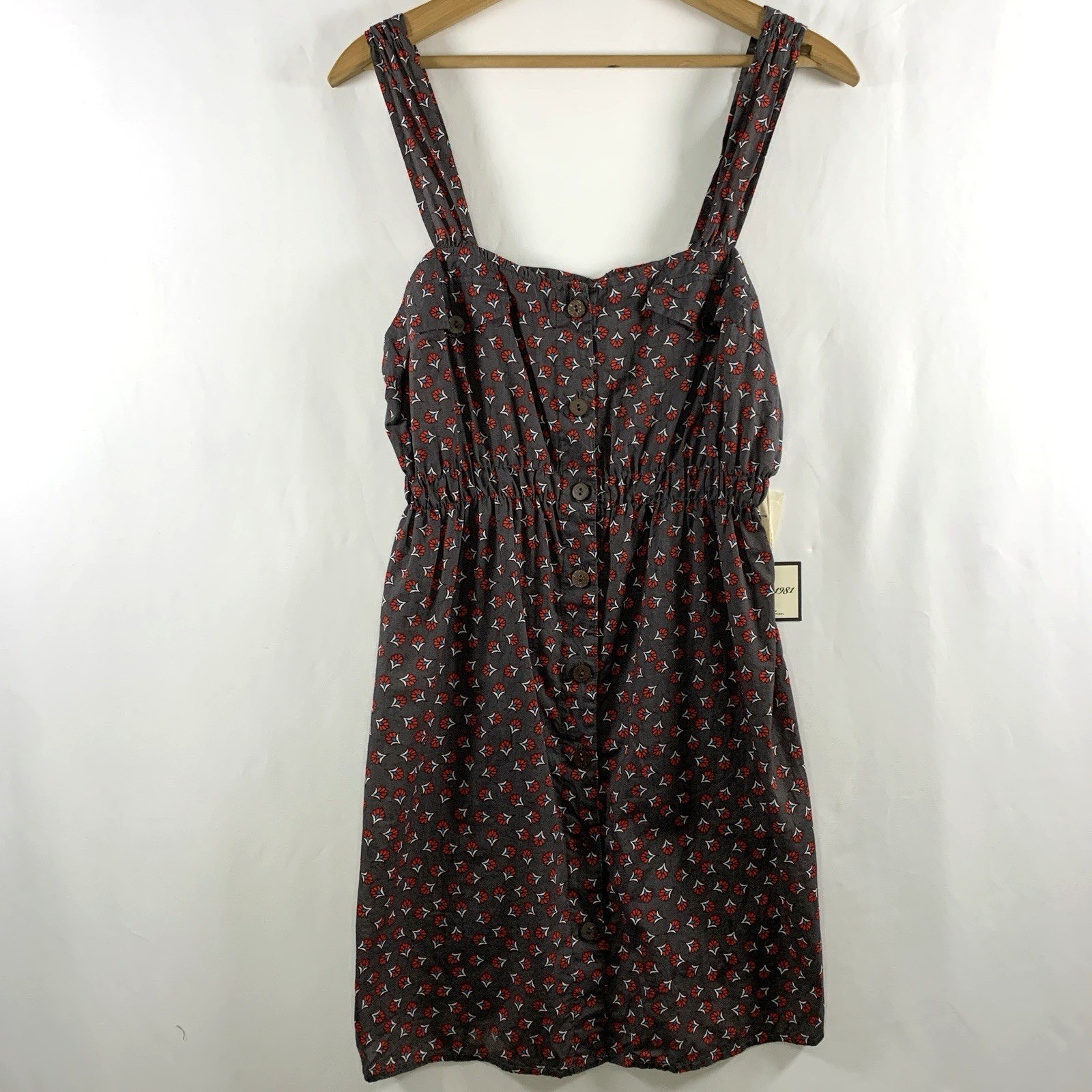 Y2K Cotton Button Front Tunic Dress Top Sz M Boho Festival Preppy Square Neck