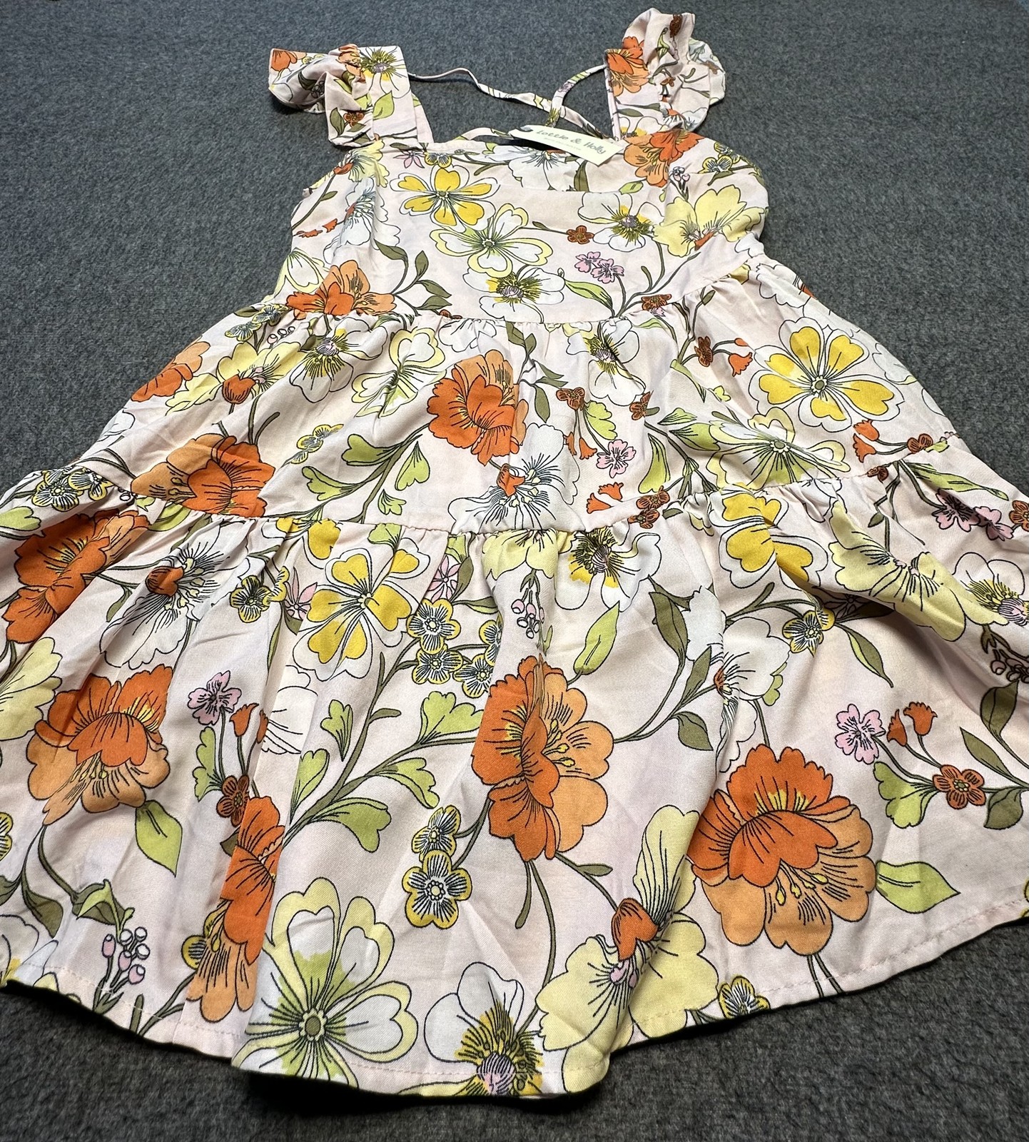 Lottie & Holly Dress Womens Small Floral Ruffle Sleeveless Tiered Summer Casual