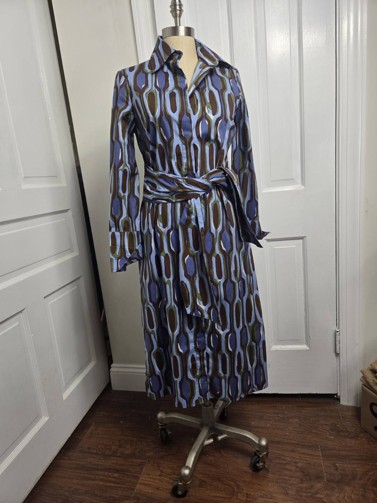 J. McLaughlin Orla Dress Size Small Blue, Brown And Green