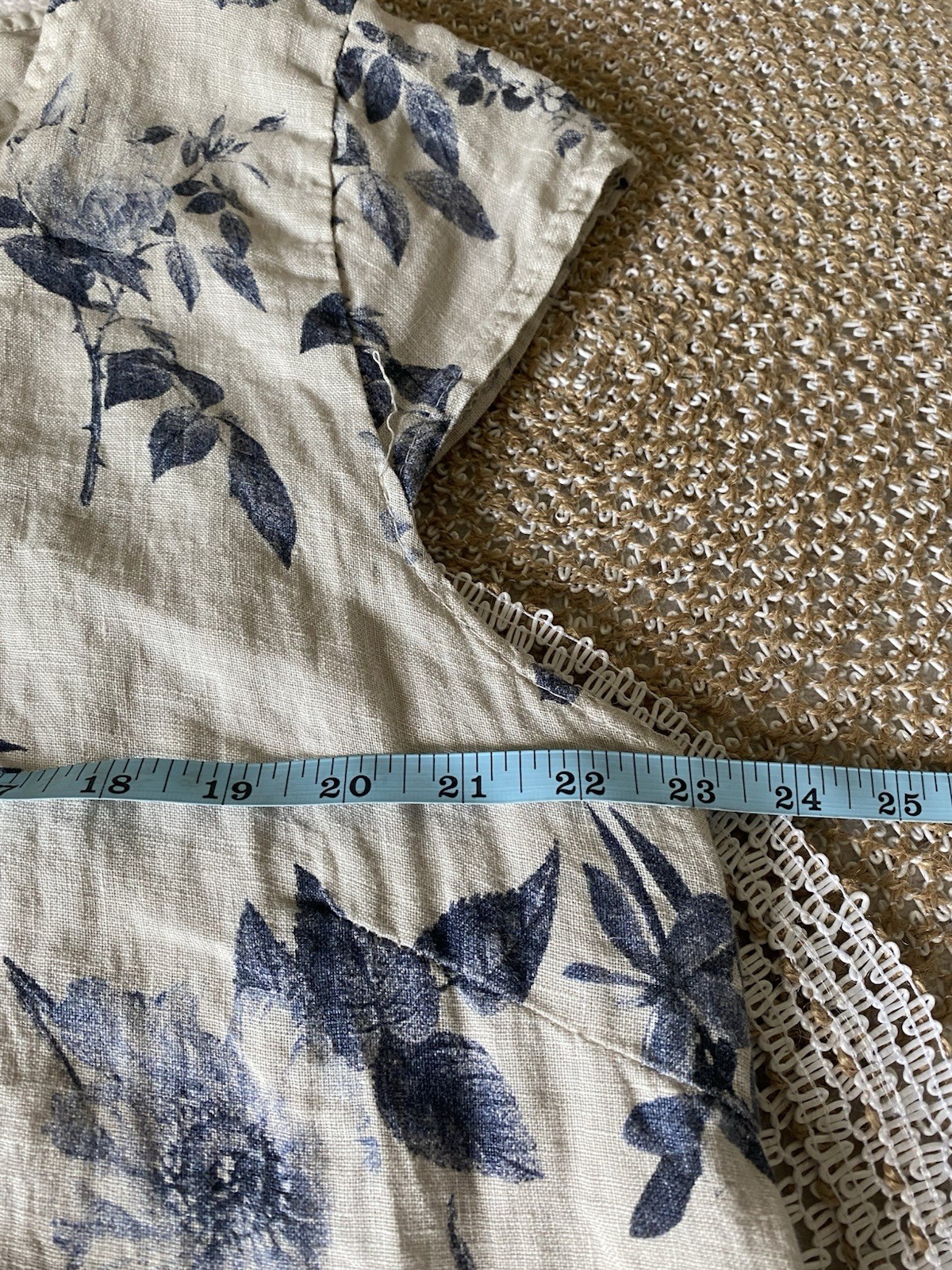 Lingo L’Arno 100% Linen Shift Dress Coastal Lagenlook Floral Made In Italy 2X