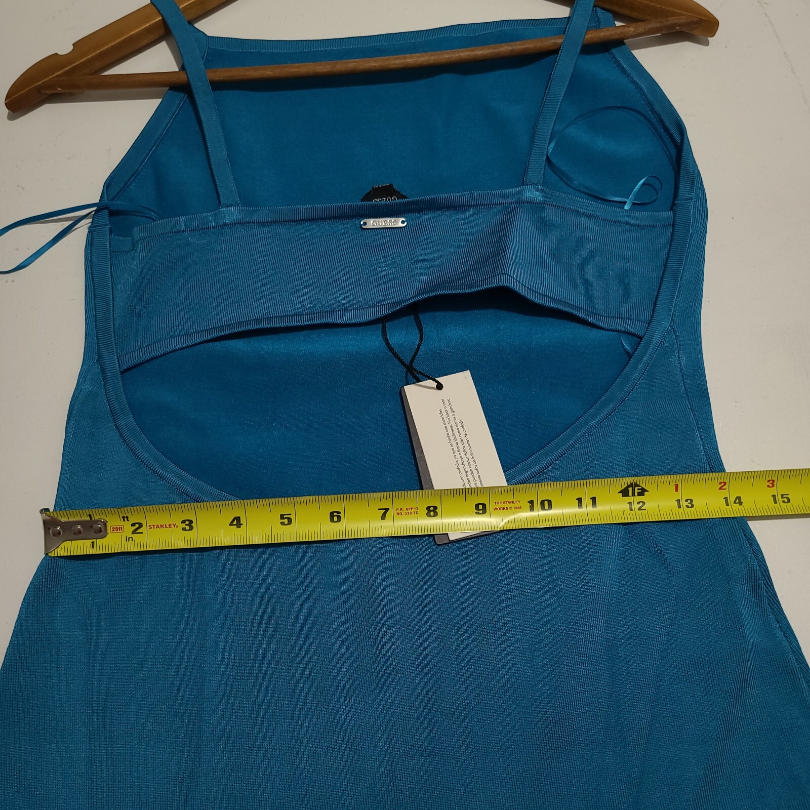 New GUESS Womens Sz Medium Shift Dress Blue Bodycon Mini Dress Keyhole Designer