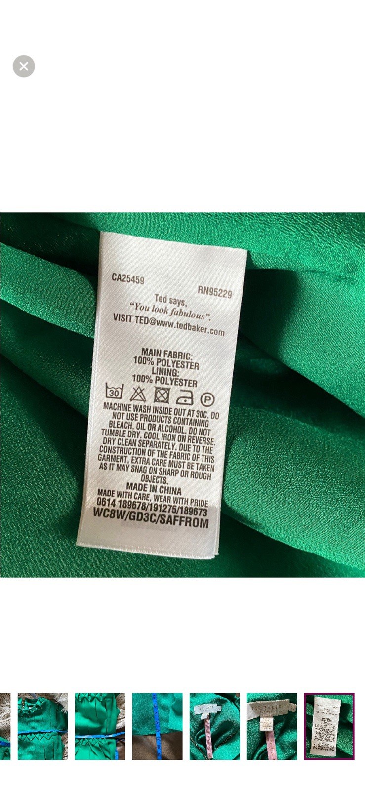 Ted Baker Emerald Green Pleated Maxi Dress W/Cap Sleeve, Size 2