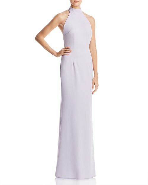 $495 Jarlo Women’S Purple Halter Neckline Sleeveless Open Back Gown Dress Size 8