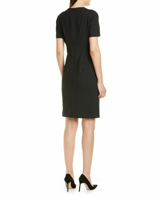 HUGO BOSS DEDORI PINSTRIPE PONTE SHEATH DRESS sz 14 US/ 18 UK