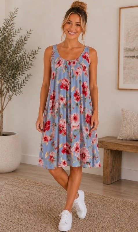 Bluebell Bloom Rayon Swing Dress