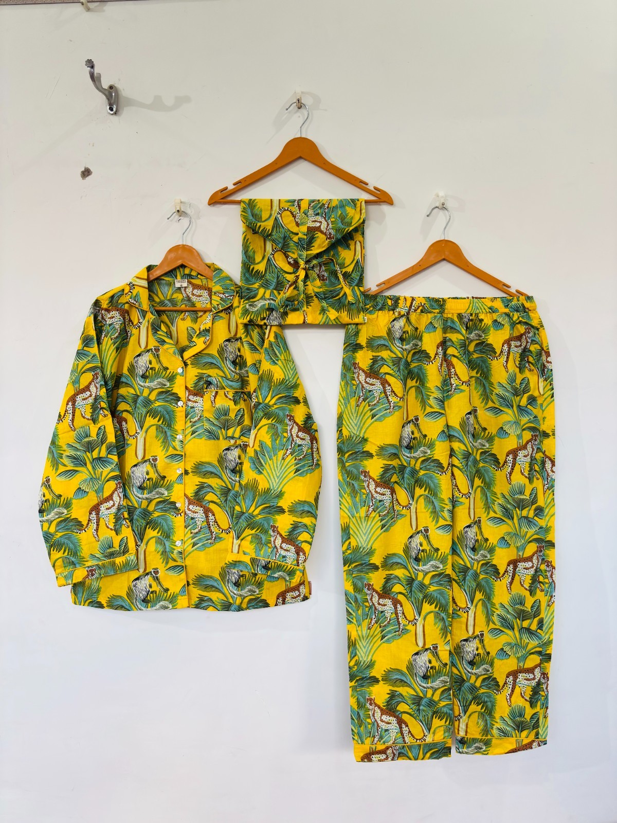 Animal Print Cotton Pajama Set:Summer Loungewear night wear for woman’s giftitem