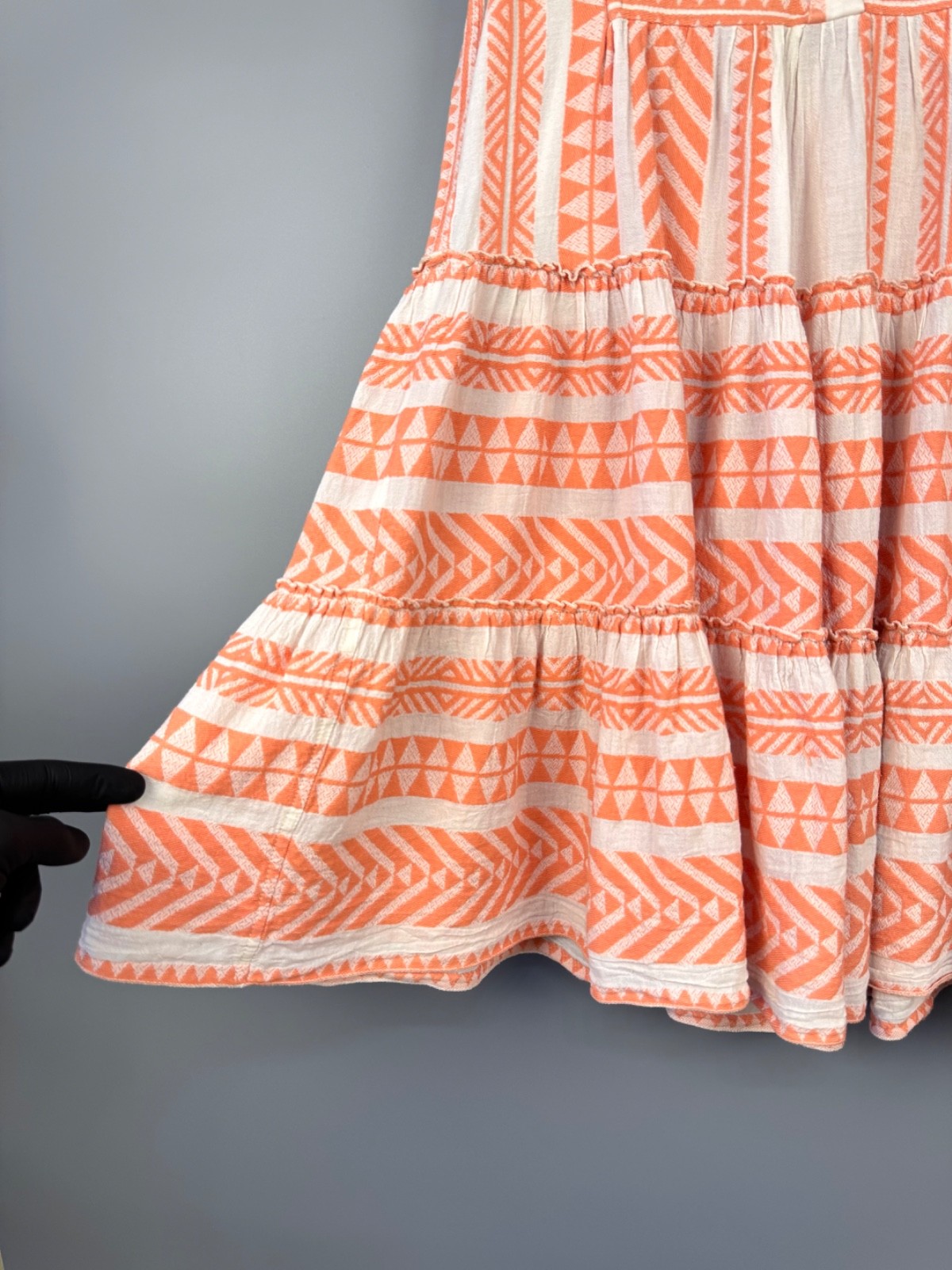 Devotion Twins Ella Mini Dress Sleeveless Salmon Orange White Geometric Women XS