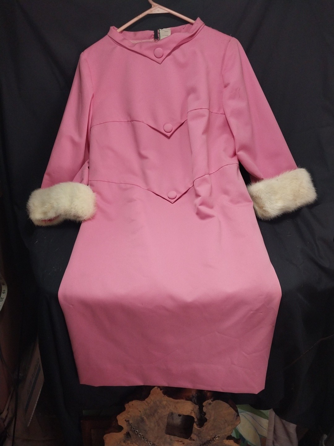 Handmade 60s women’s prom Formal dress With Back Zipper Fur Trim Size 14