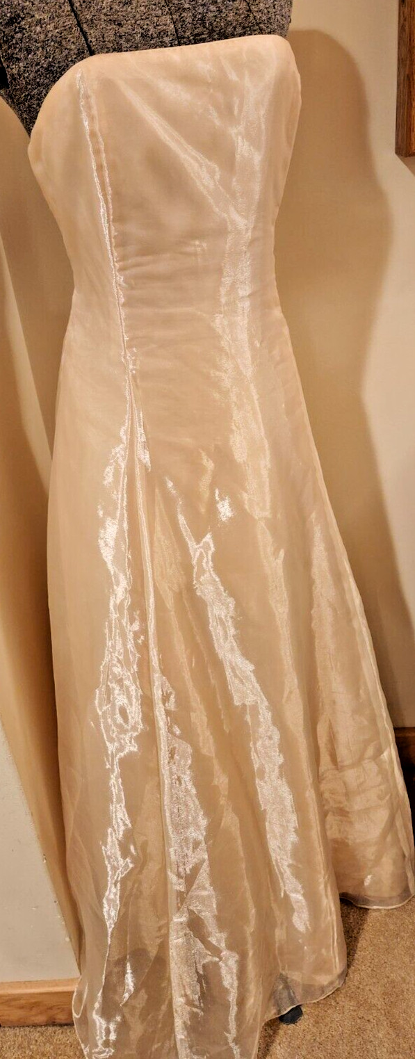 Scott McClintock Gold Shimmer Strapless Full Length Gown Dress Millennium 2000