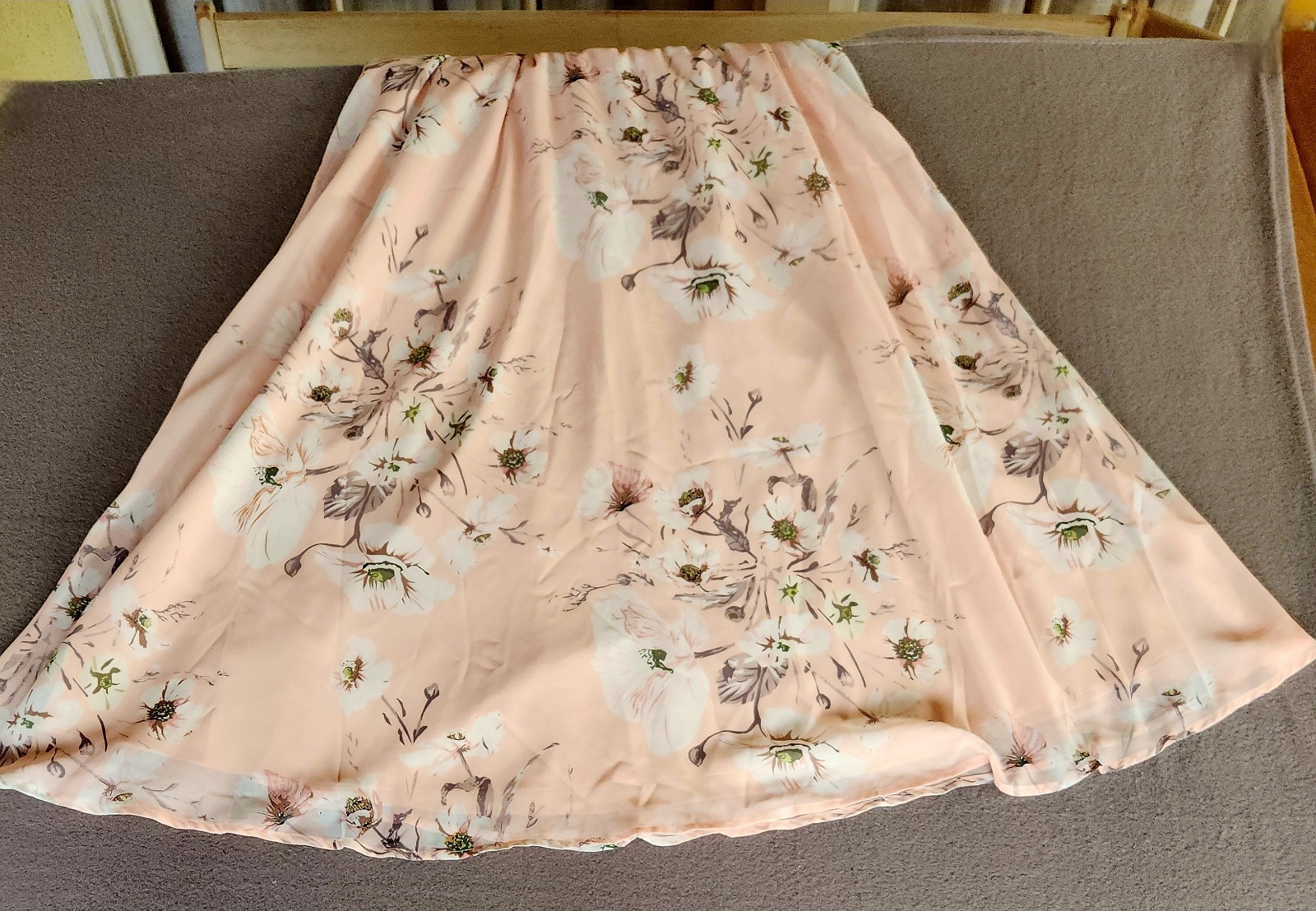 Simplee M Floral Chiffon Maxi Dress Peach Pink Cottagecore Wedding Guest